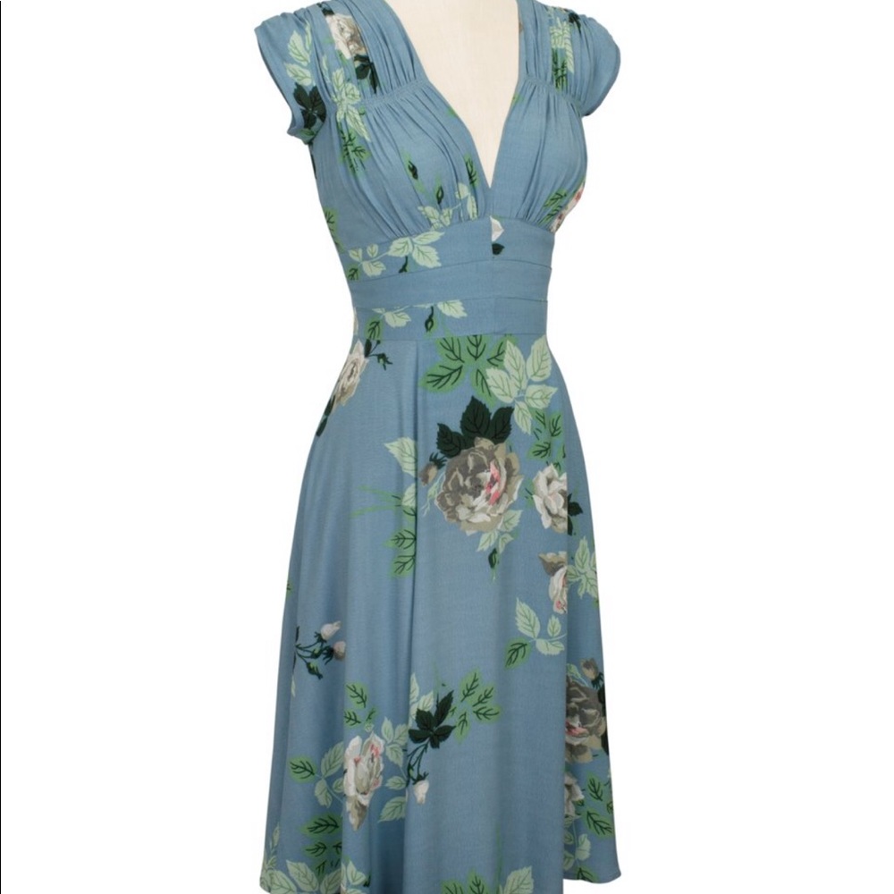 Trashy Diva 1940’s Dress French Blue Rose